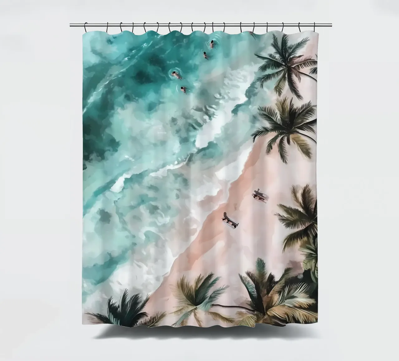 Aerial Beach shower curtain by IamHomeStudio