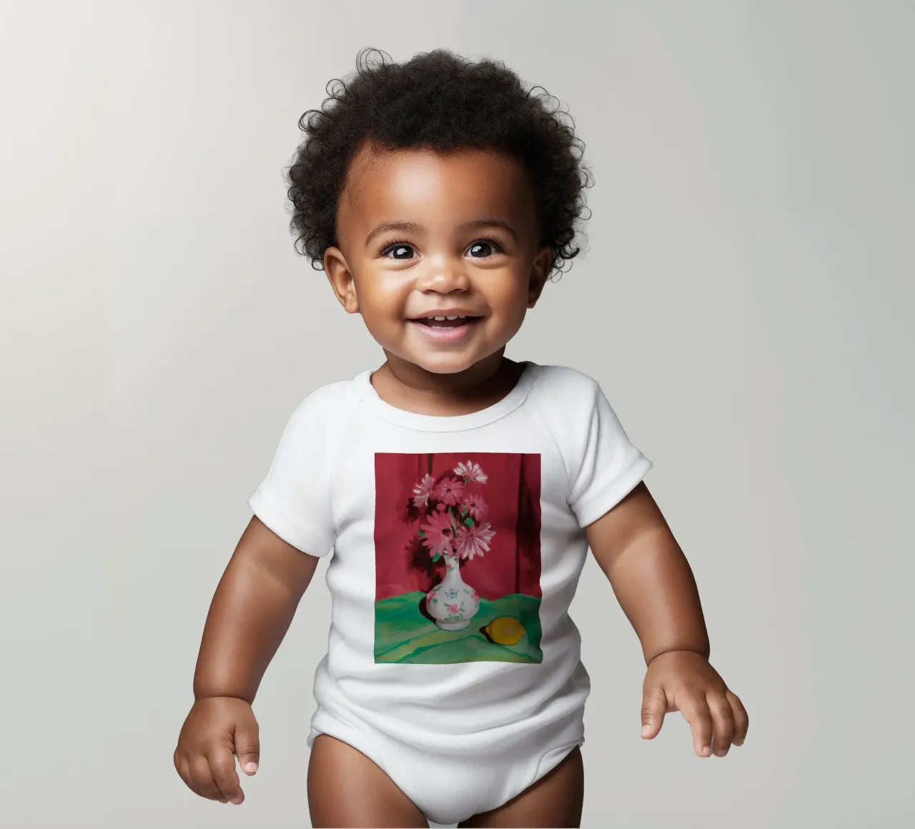 Rosenzitronenschleier Kurzarm Babybody von Infinite Chroma