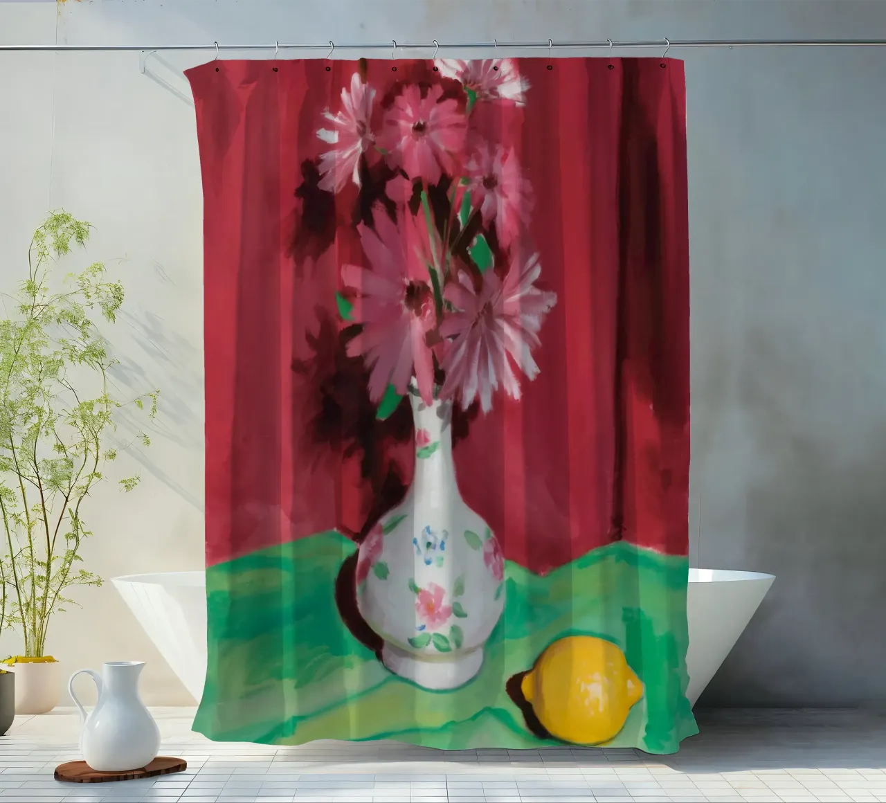 Rosenzitronenschleier Duschvorhang von Infinite Chroma