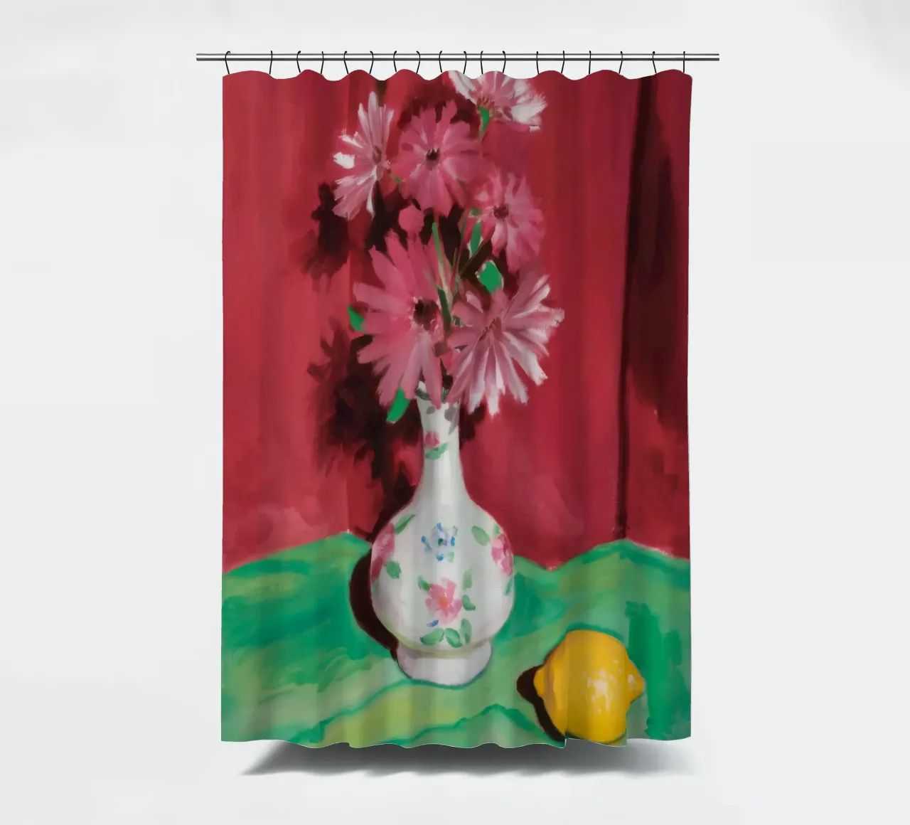 Rosenzitronenschleier Duschvorhang von Infinite Chroma
