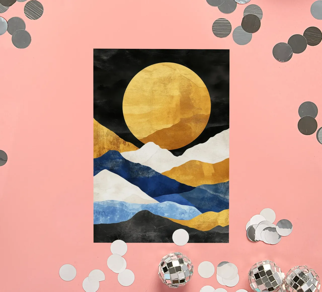 Golden Sun over Minimalist Mountains Sticker von Niklas