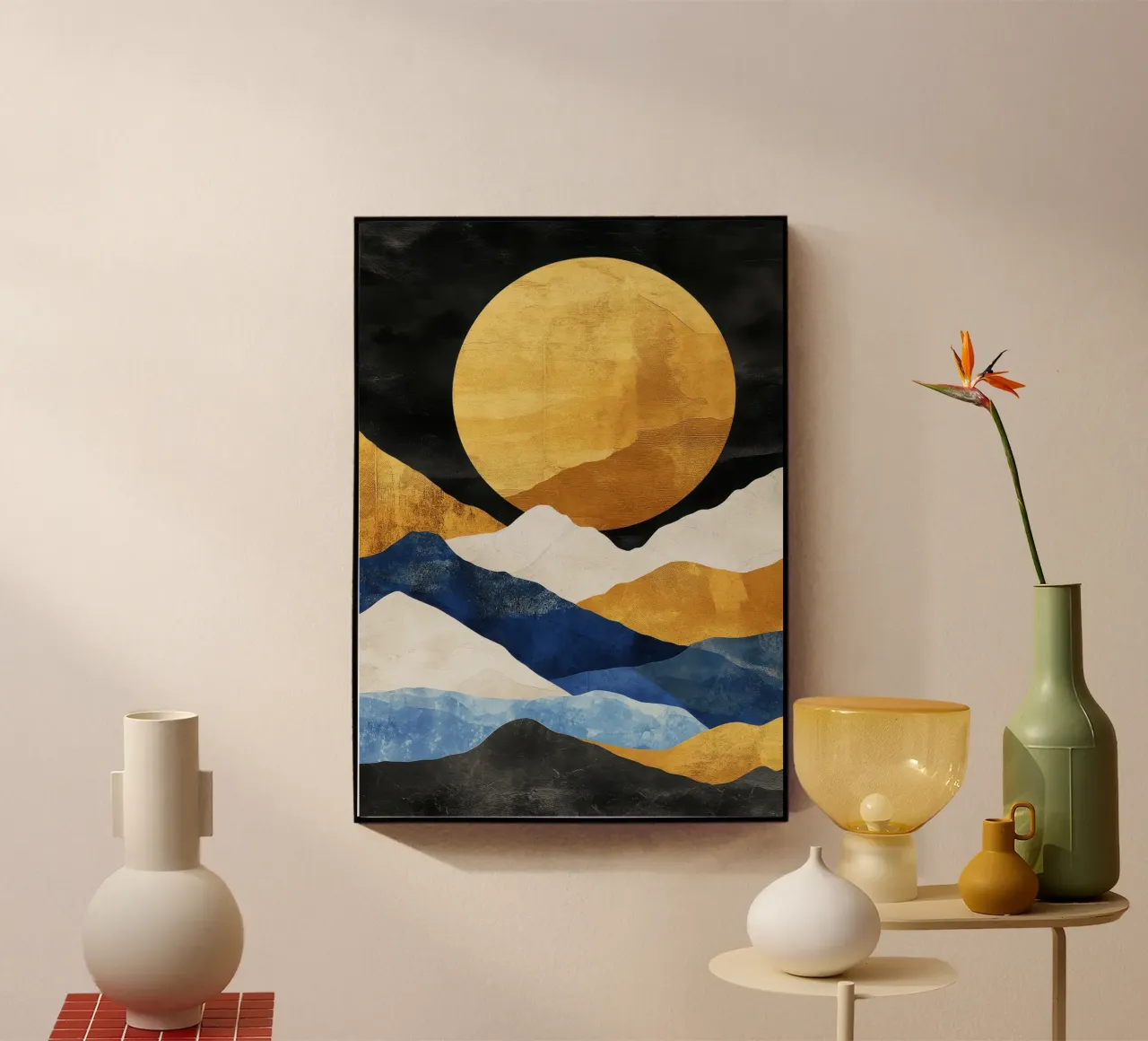 Golden Sun over Minimalist Mountains plexiglass da Niklas