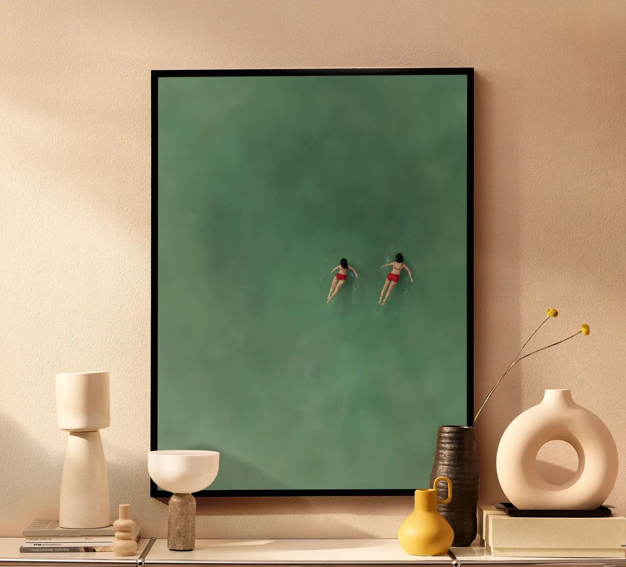 Schwimmende Menschen Poster von Olga Wildrose