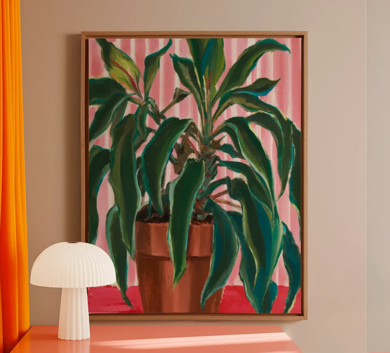 Green Stripe Pot canvas with Floater frame by Infinite Chroma