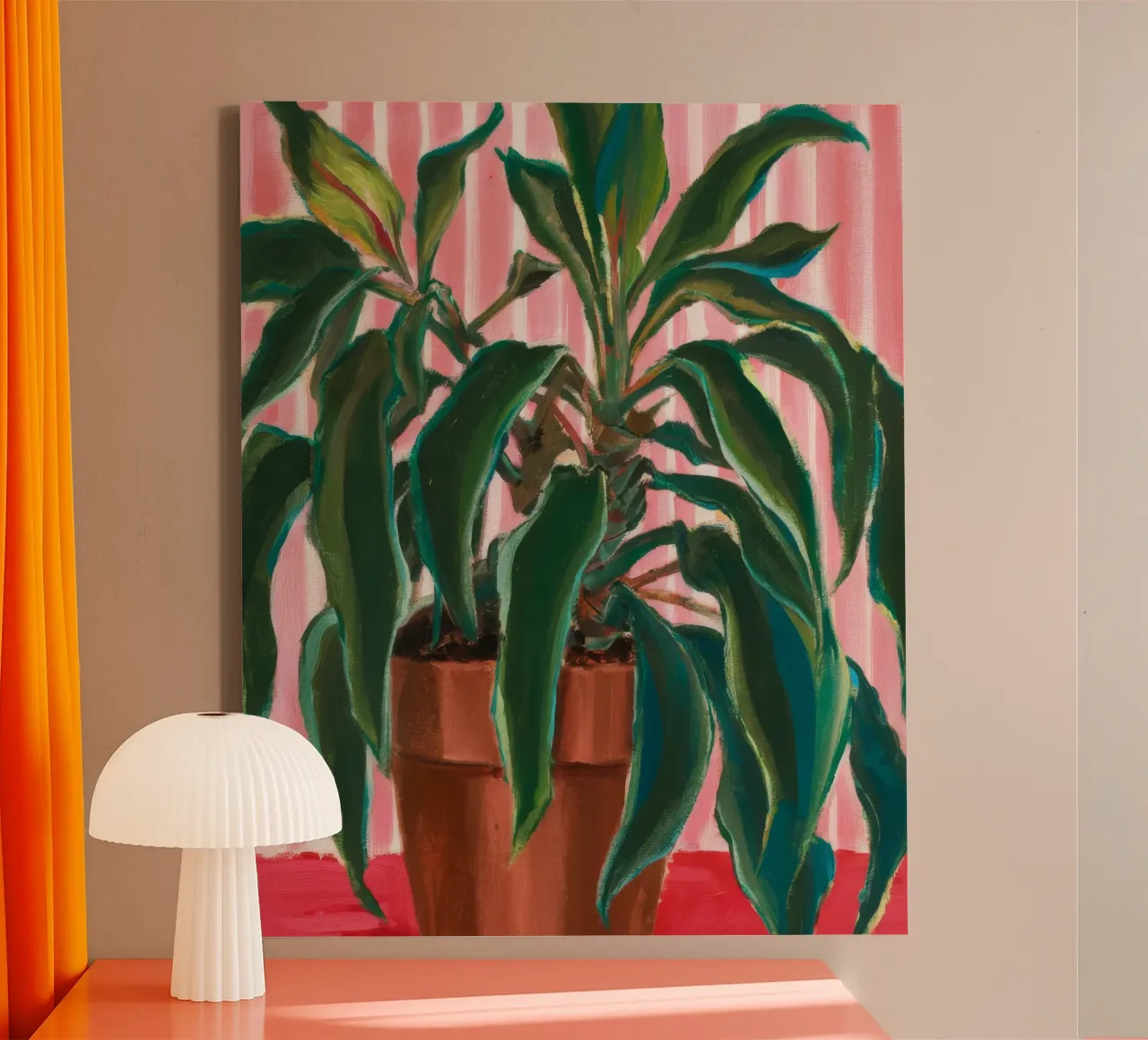 Green Stripe Pot canvas with Floater frame by Infinite Chroma