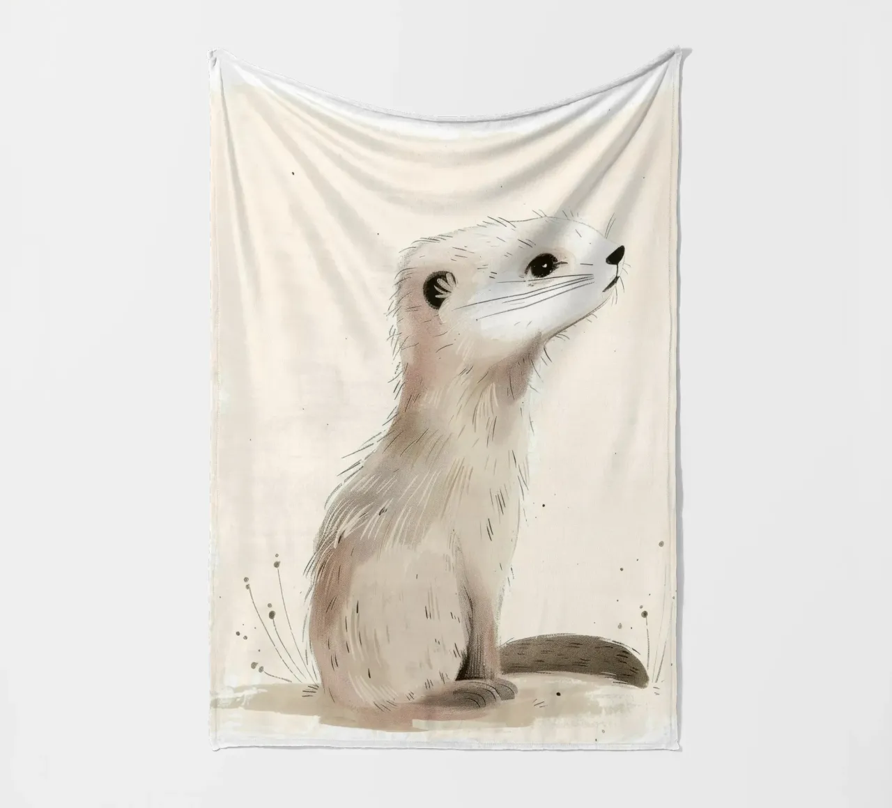 Ilustración de una simpática suricata joven - Curioso animal del desierto manta de franela de DesignDoodle