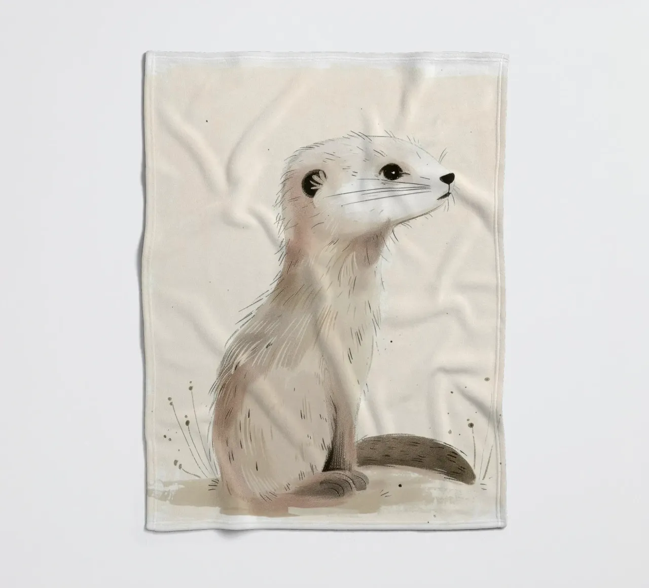Ilustración de una simpática suricata joven - Curioso animal del desierto manta de franela de DesignDoodle