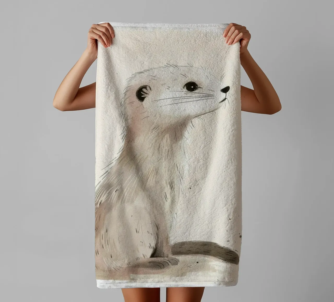 Cute Young Meerkat Illustration – Curious Desert Animal towel by DesignDoodle