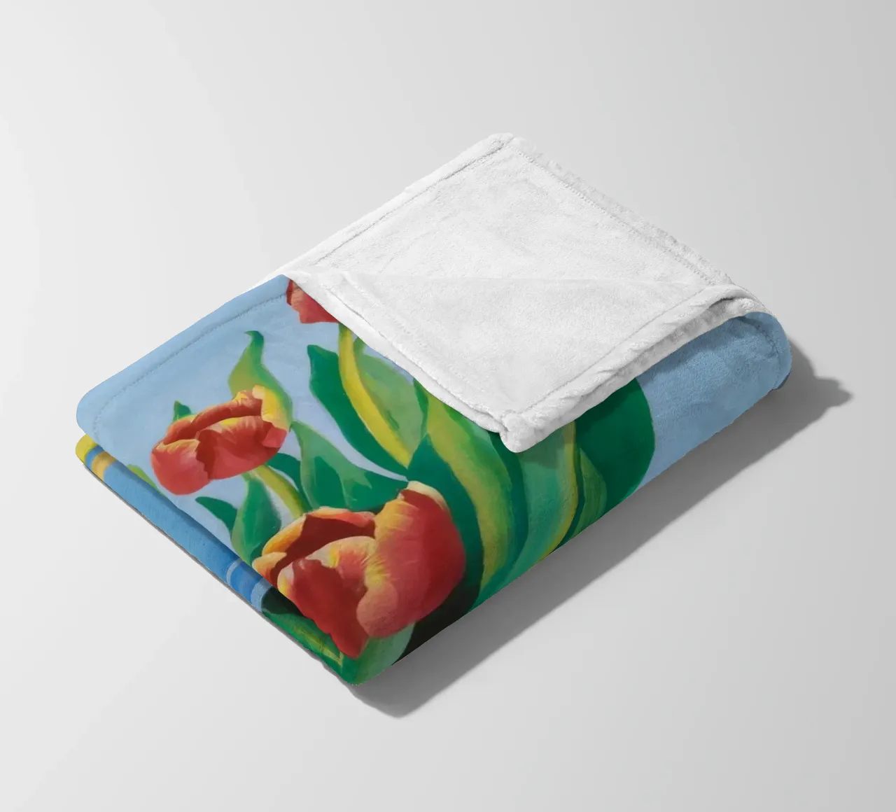 Ruby Tulip Azure fleece blanket by Infinite Chroma