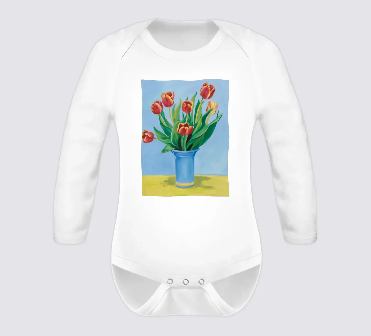 Rubinrot-Tulpe Azurblau Langarm Babybody von Infinite Chroma