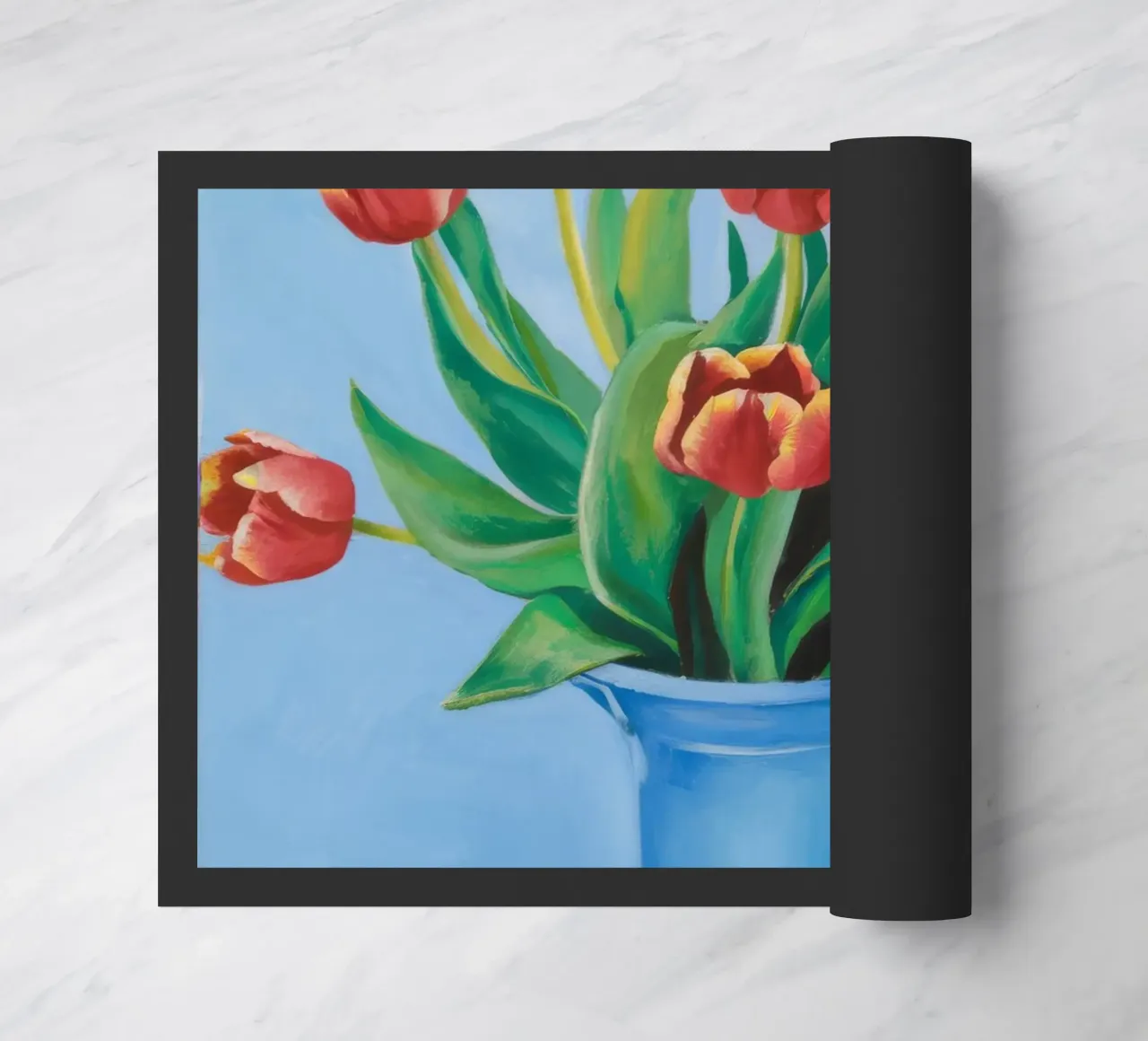 Ruby Tulip Azure doormat by Infinite Chroma