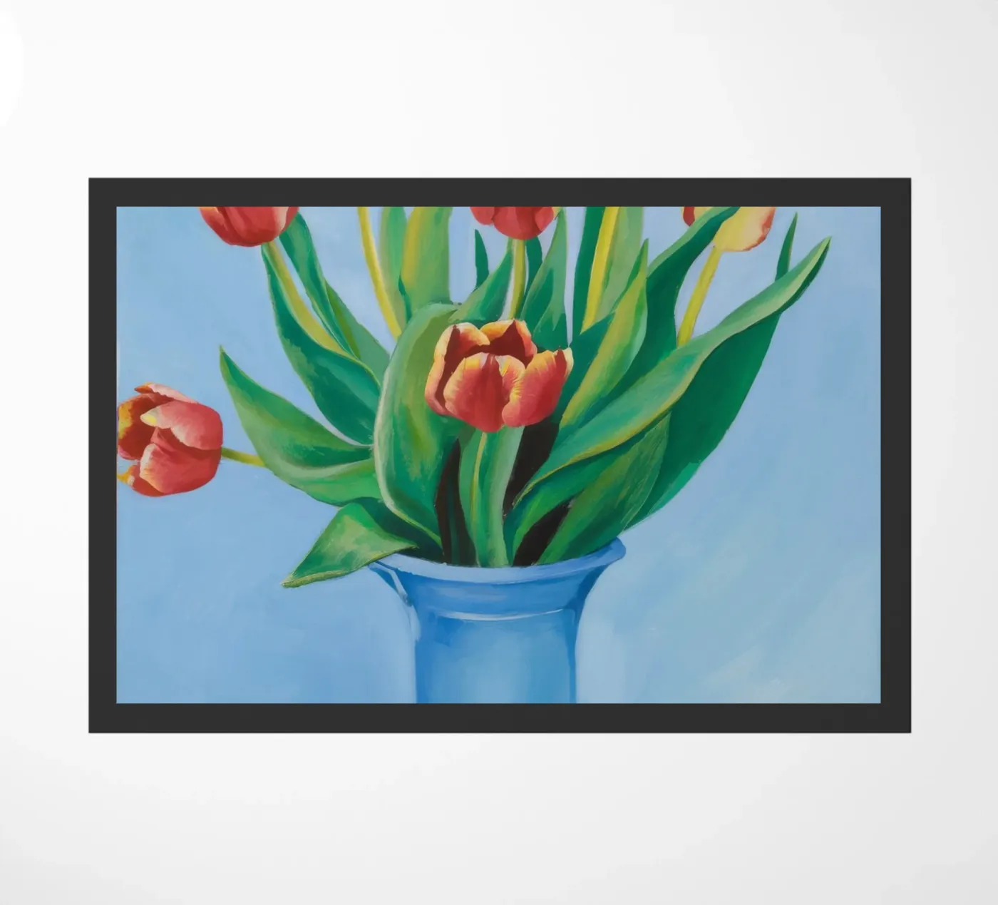 Ruby Tulip Azure doormat by Infinite Chroma