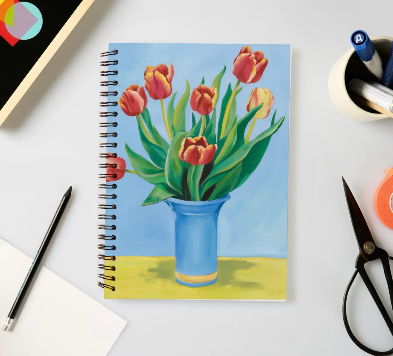 Ruby Tulip Azure spiral notebook by Infinite Chroma