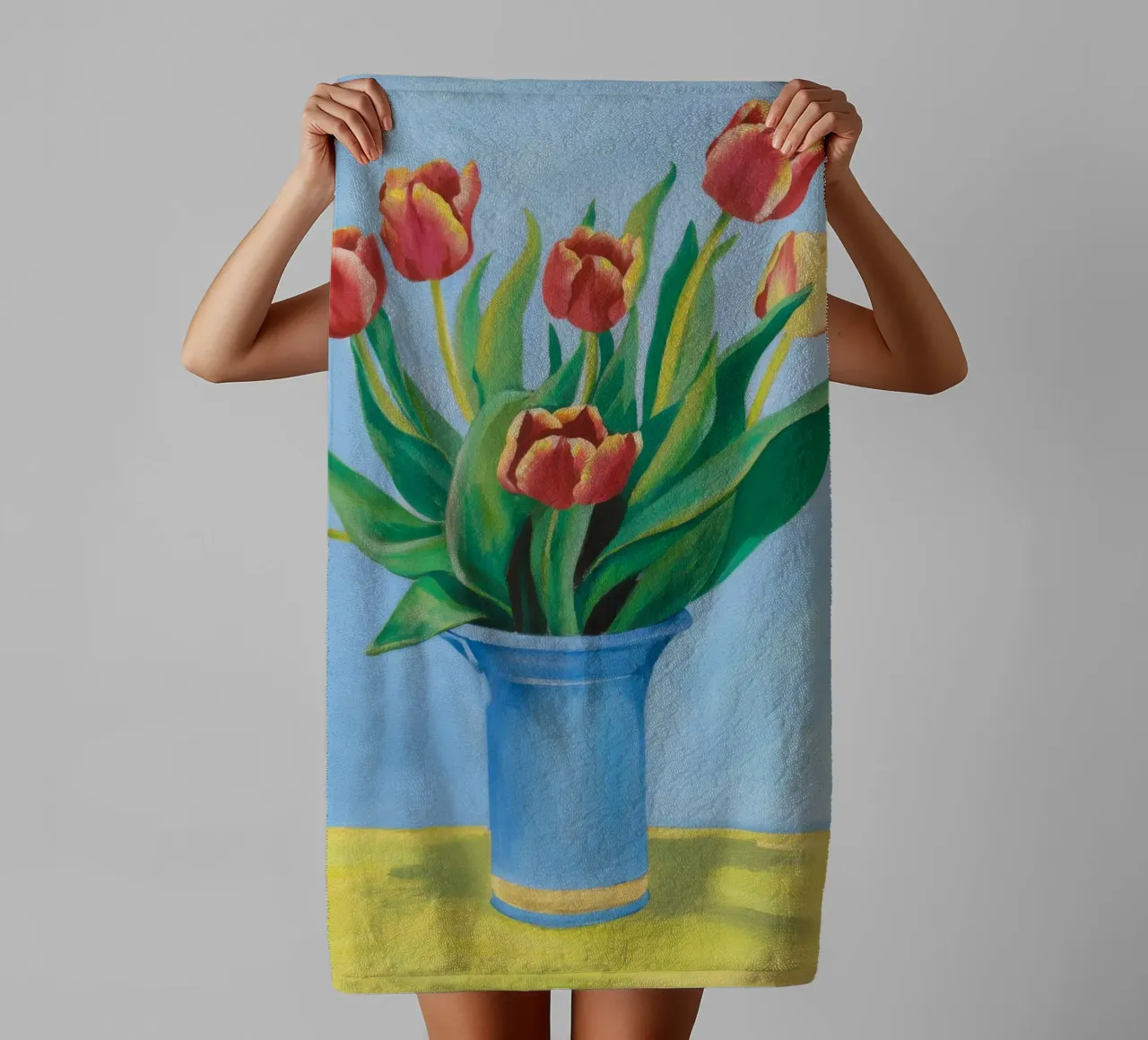 Ruby Tulip Azure towel by Infinite Chroma
