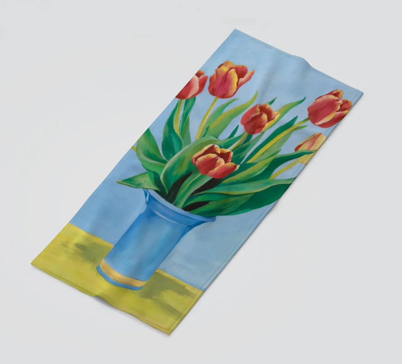 Ruby Tulip Azure beach towel by Infinite Chroma