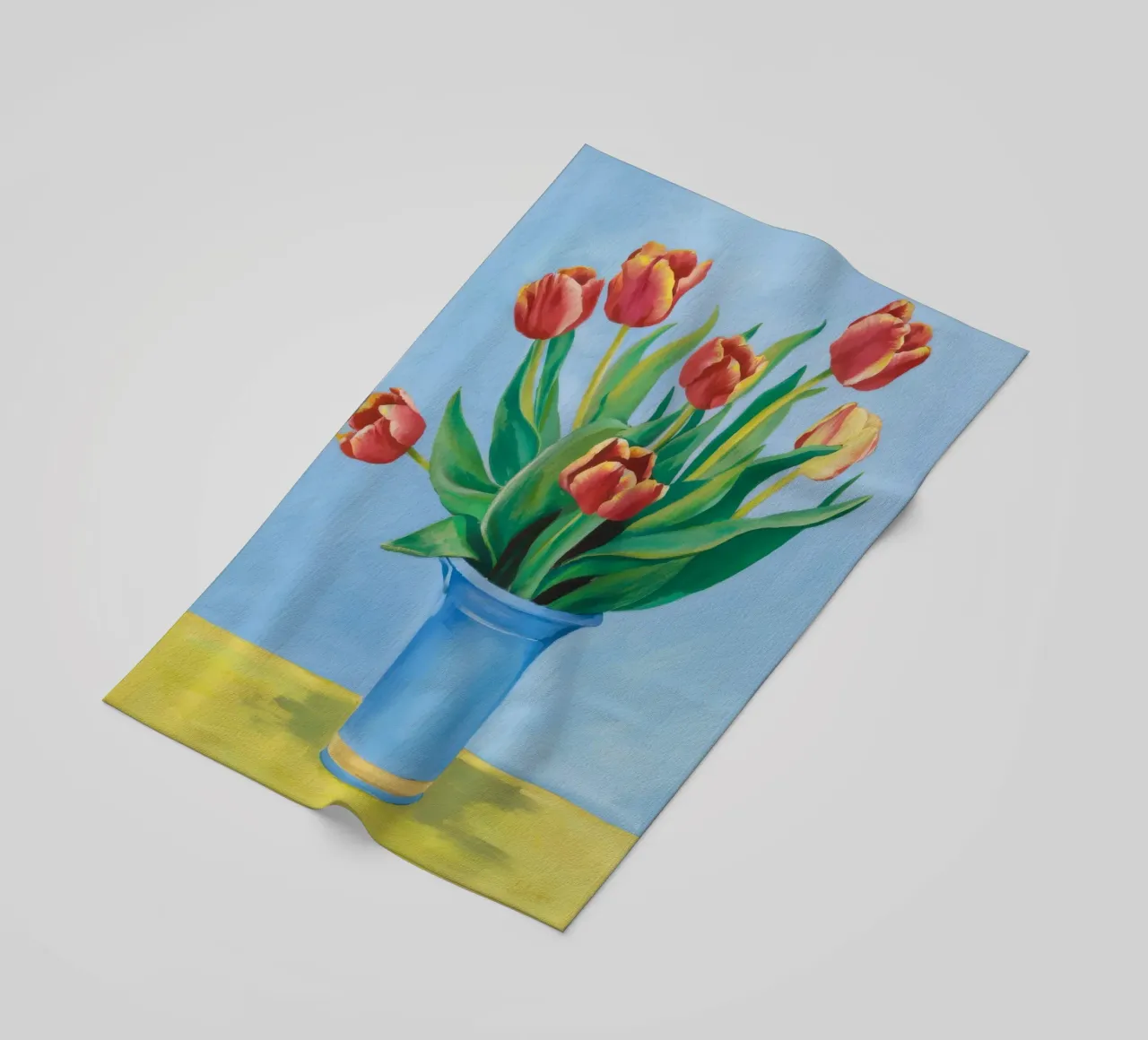 Ruby Tulip Azure beach towel by Infinite Chroma