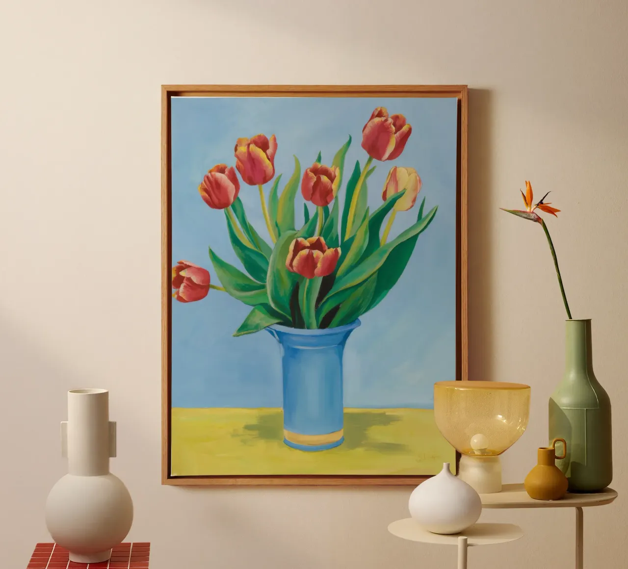 Ruby Tulip Azure canvas by Infinite Chroma