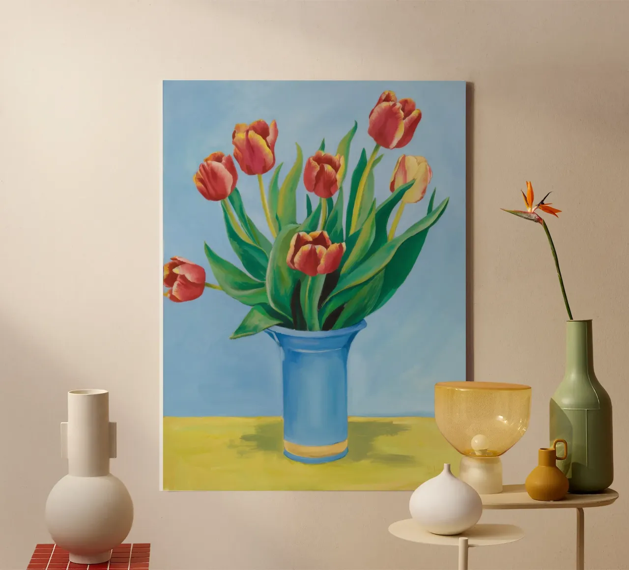 Ruby Tulip Azure canvas by Infinite Chroma