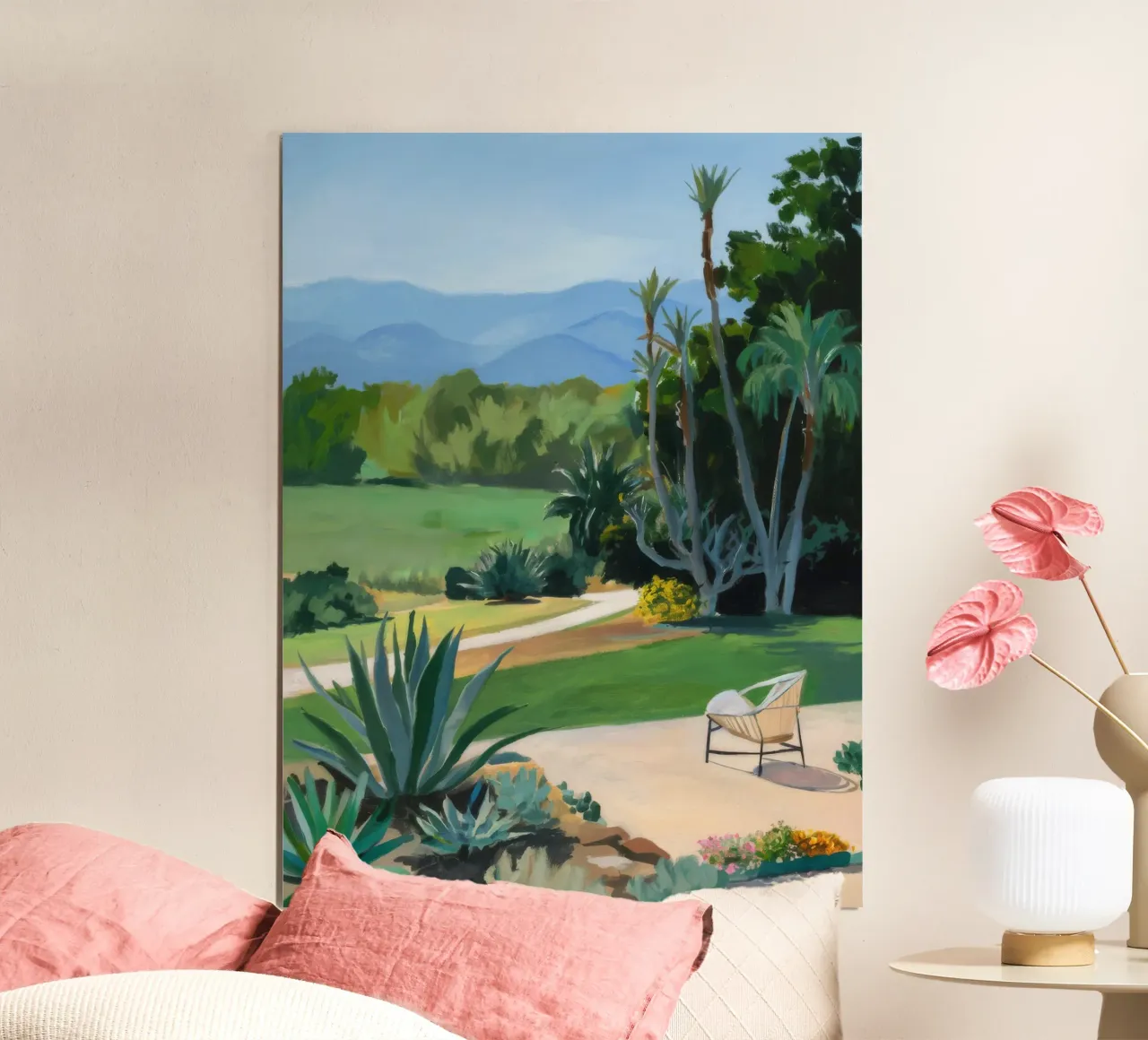 Palm Vista Repose poster con telaio in plastica da Infinite Chroma