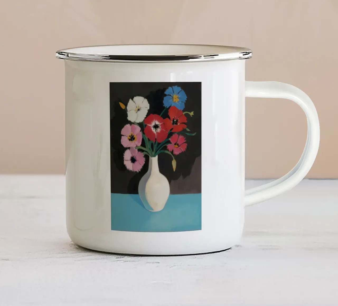 Medley di fiori di mezzanotte tazza in smalto da Infinite Chroma