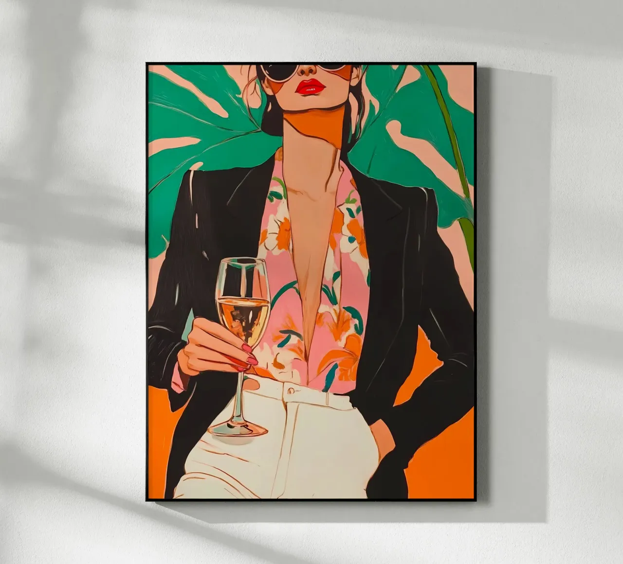 Donna con bicchiere di vino plexiglass da IamHomeStudio
