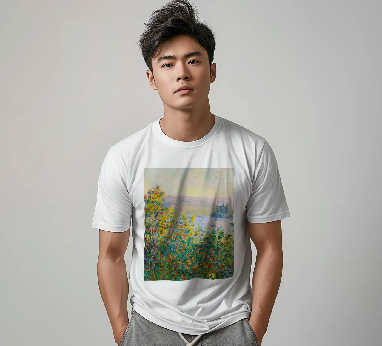 Le aiuole di Claude Monet a Vétheuil (1881 circa) t-shirt da Monet Art Prints