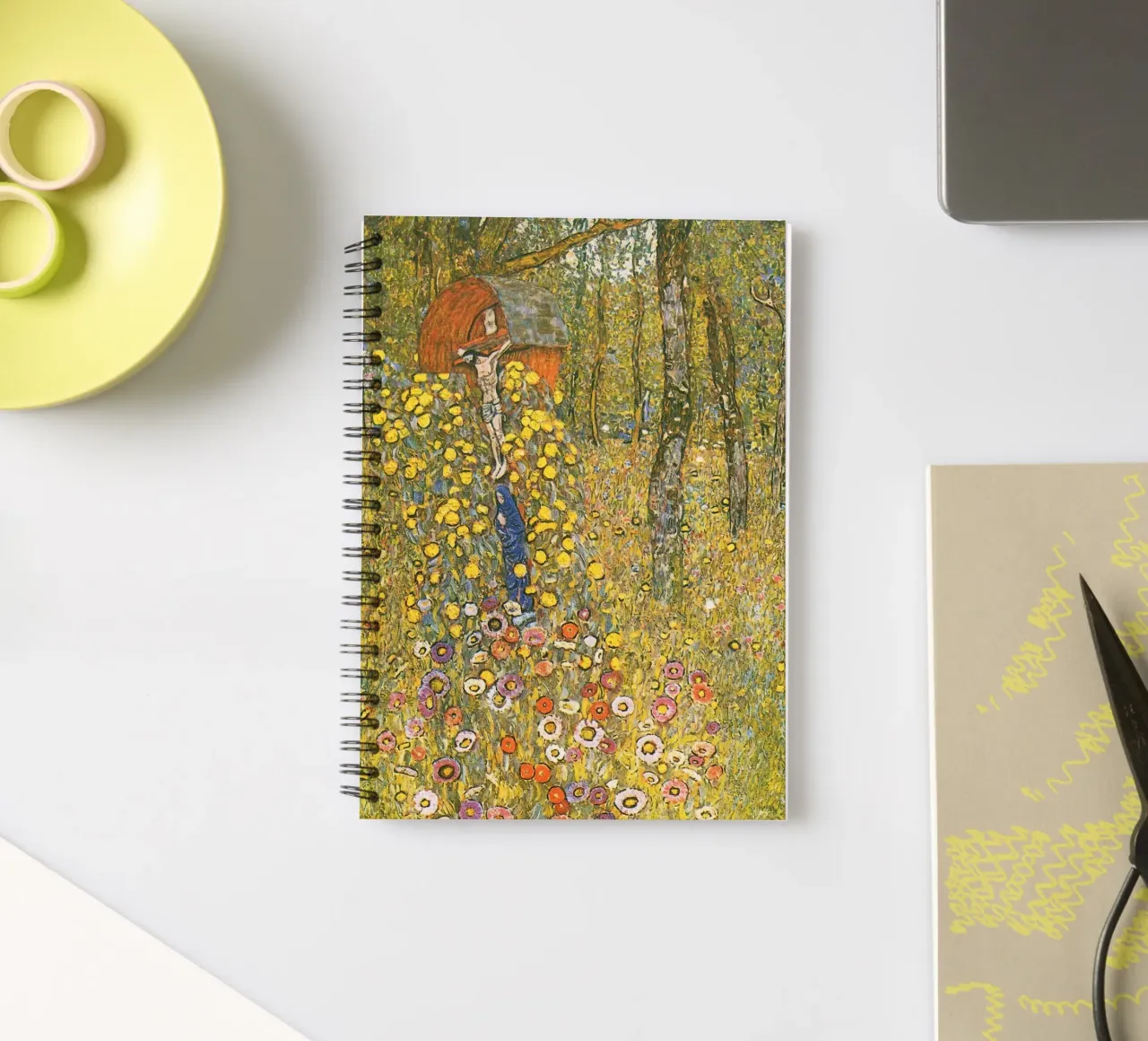 Gustav Klimt's cottage garden with crucifix spiral notebook by Gustav Klimt ART Prints