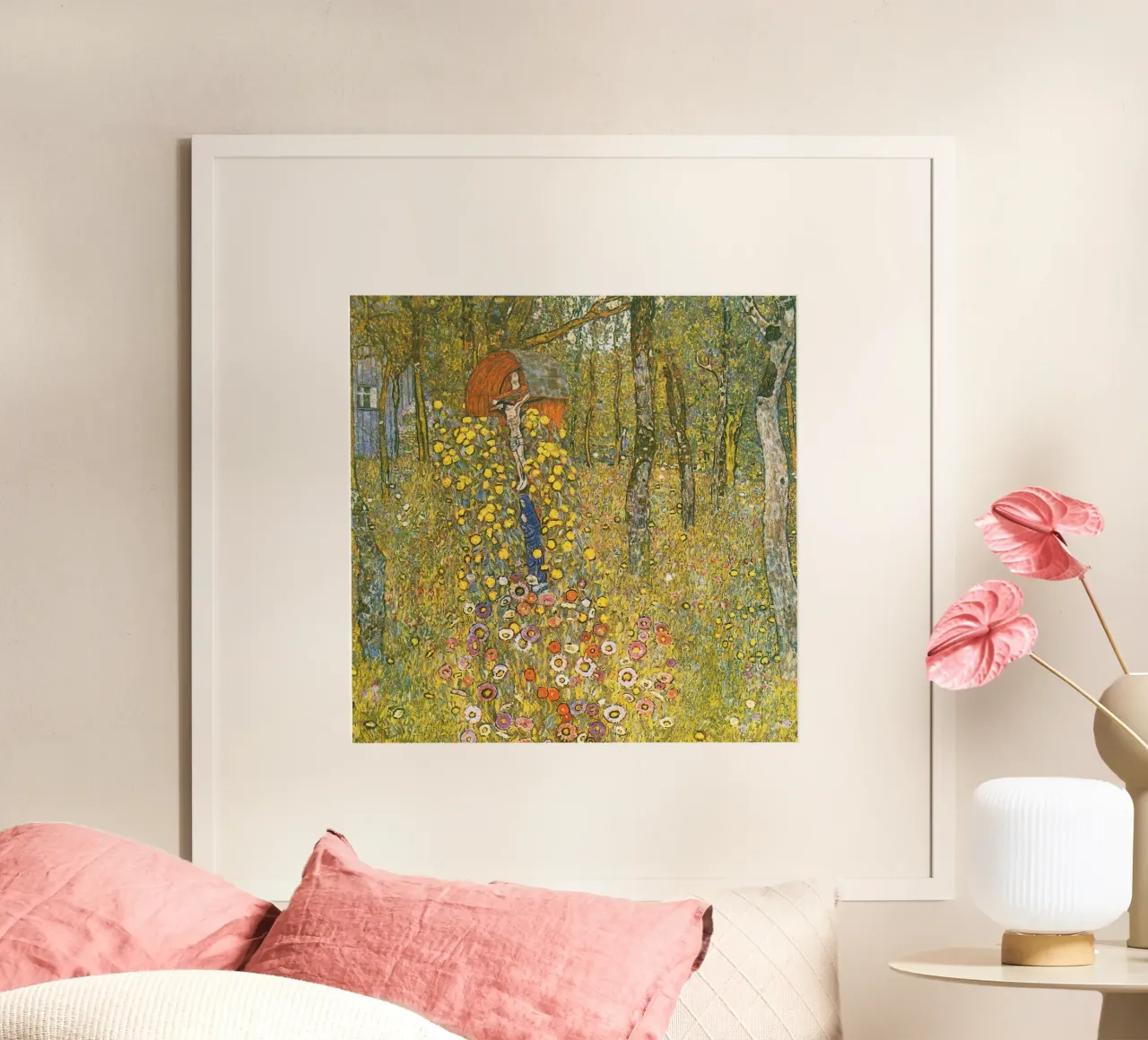 Gustav Klimt's cottage garden with crucifix poster with plastic frame by Gustav Klimt ART Prints