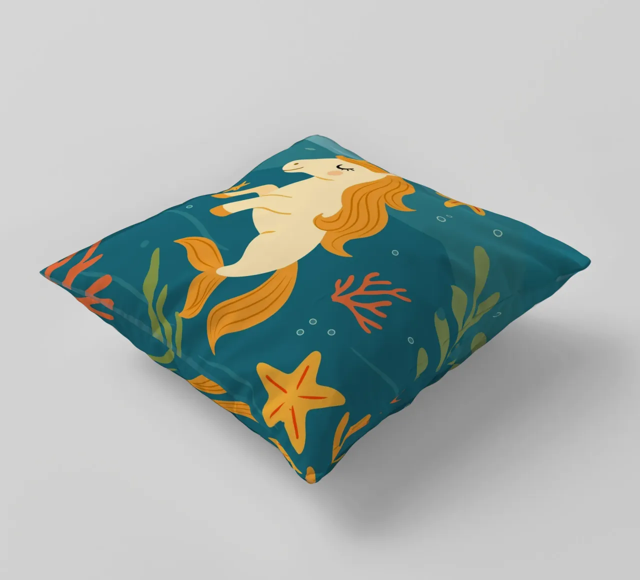 Unicorn with fin - magic under water decorative cushion by namosh