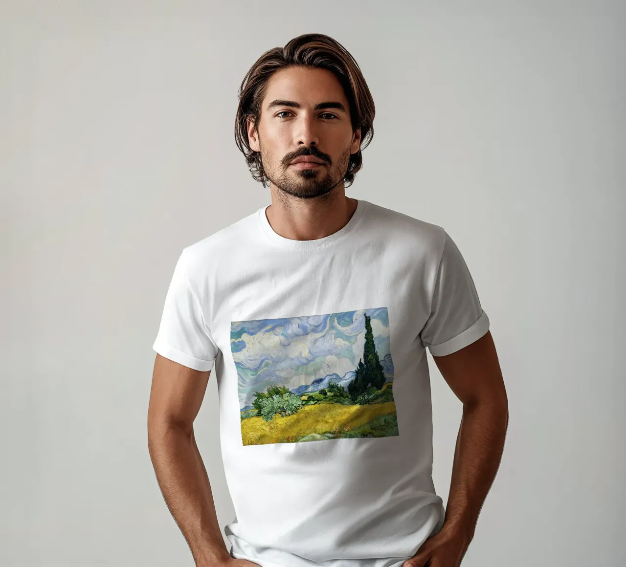 Vincent van Gogh’s Wheat Field with Cypresses (1889) t-shirt by Art History