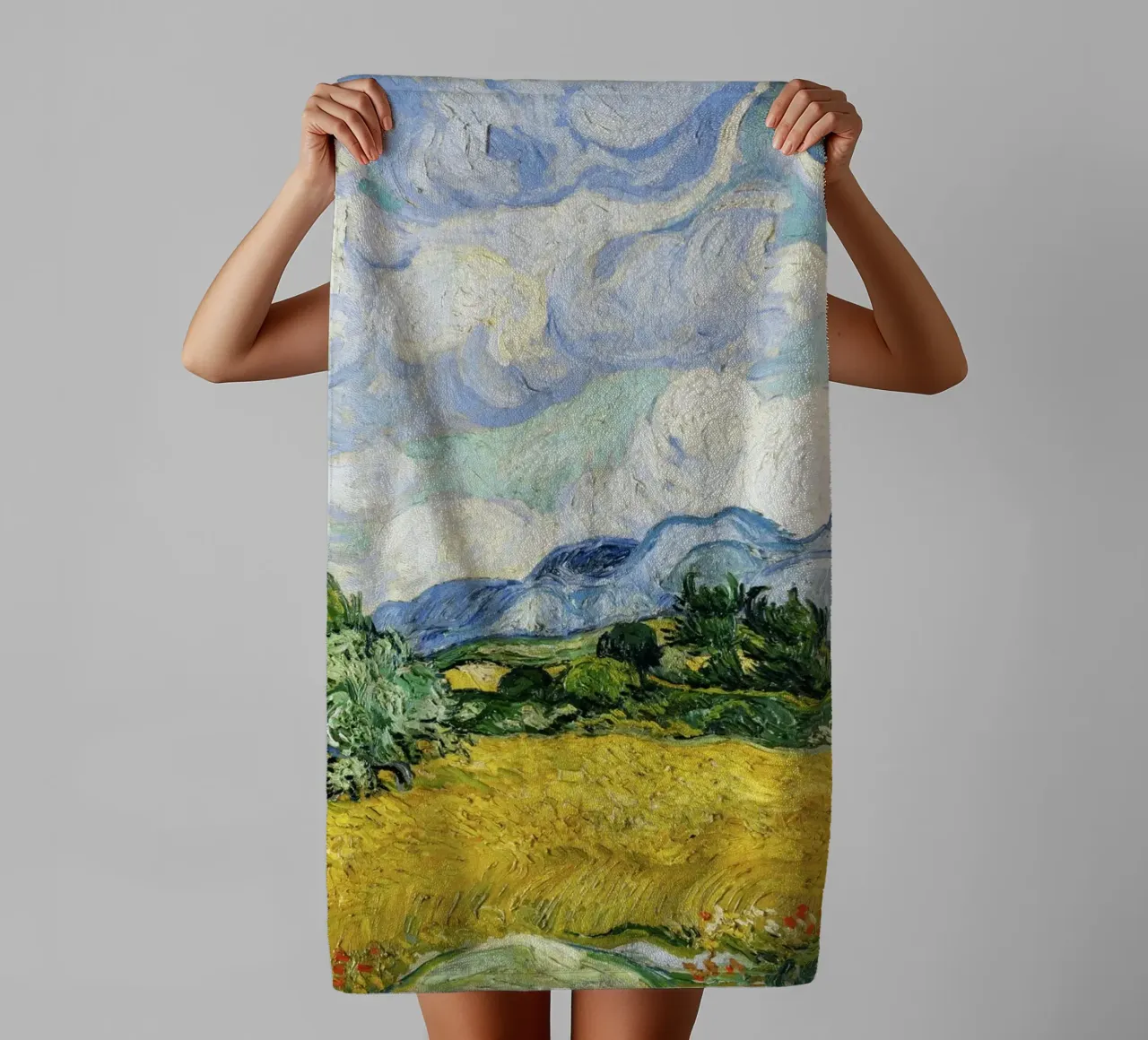 Vincent van Gogh’s Wheat Field with Cypresses (1889) towel by Art History