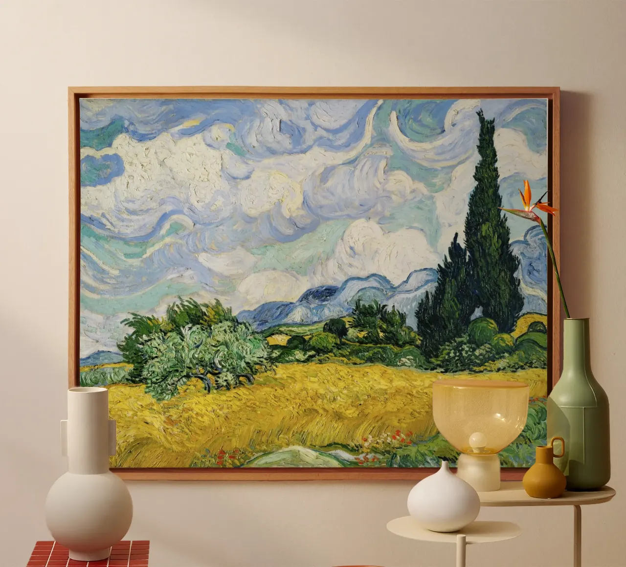 Vincent van Gogh’s Wheat Field with Cypresses (1889) canvas with Floater frame by Art History