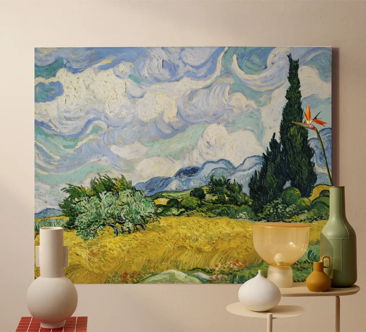 Vincent van Gogh’s Wheat Field with Cypresses (1889) canvas with Floater frame by Art History
