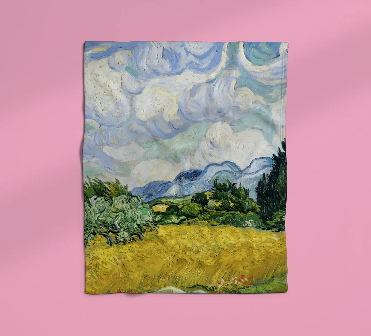 Vincent van Gogh’s Wheat Field with Cypresses (1889) fleece blanket by Art History