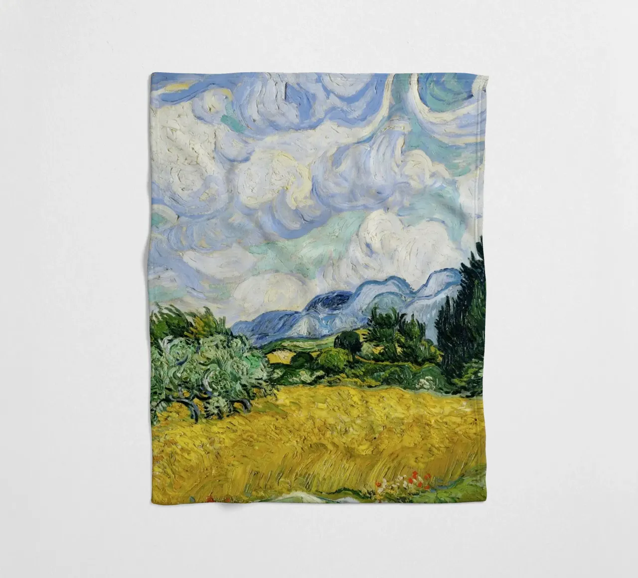 Vincent van Gogh’s Wheat Field with Cypresses (1889) fleece blanket by Art History