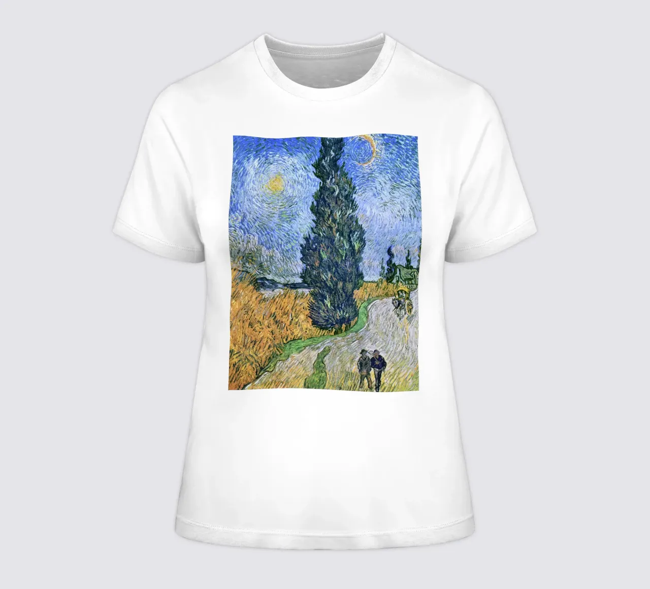 Vincent van Gogh’s Road with Cypress and Star women's fitted t-shirt by Art History