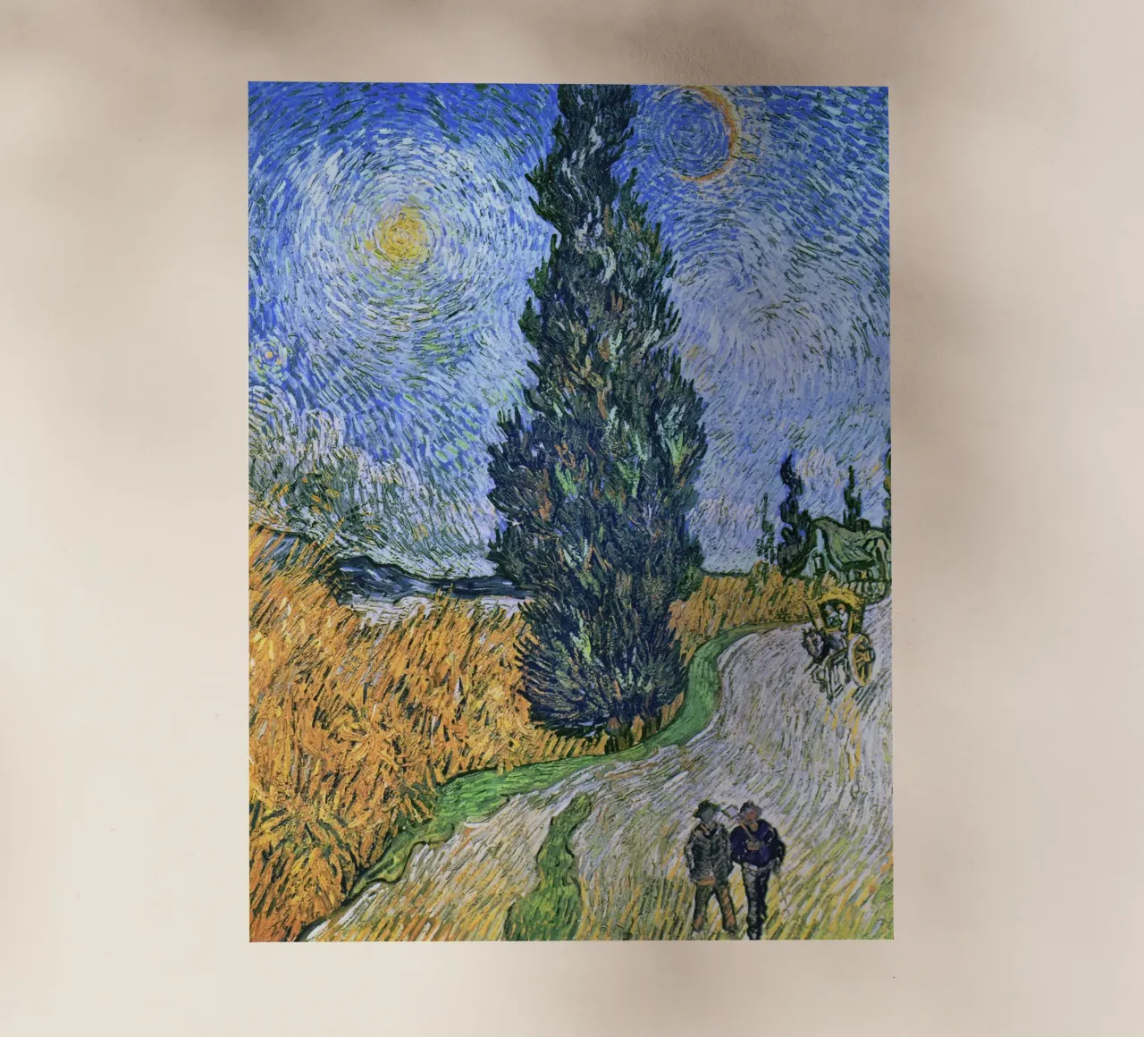 Strada con cipresso e stella di Vincent van Gogh pellicola backlit da Art History