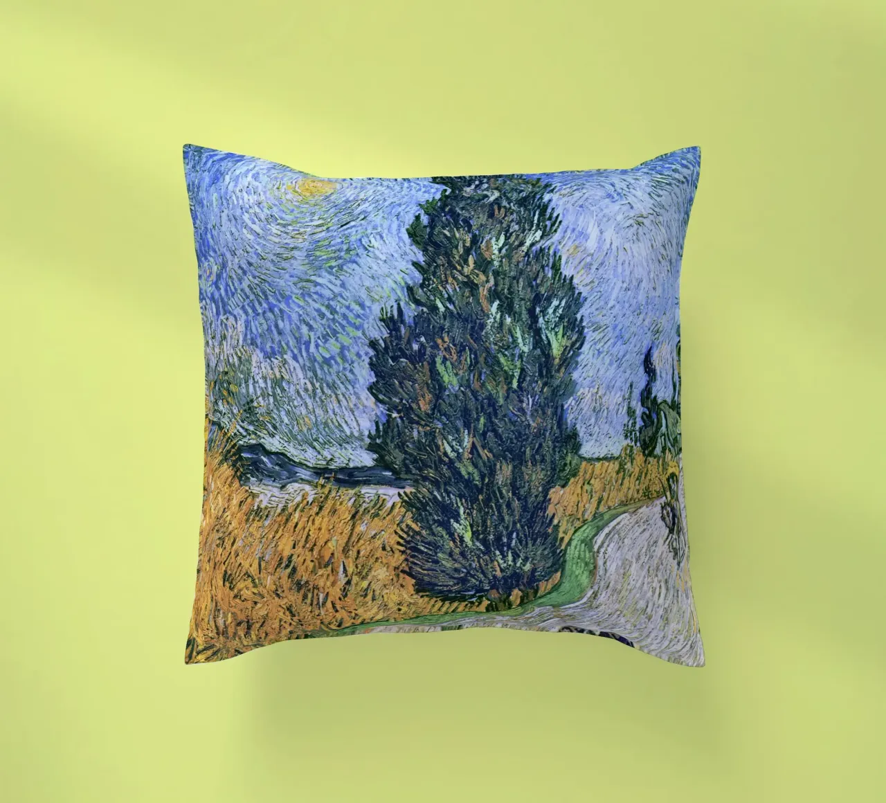 Strada con cipresso e stella di Vincent van Gogh cuscino da Art History