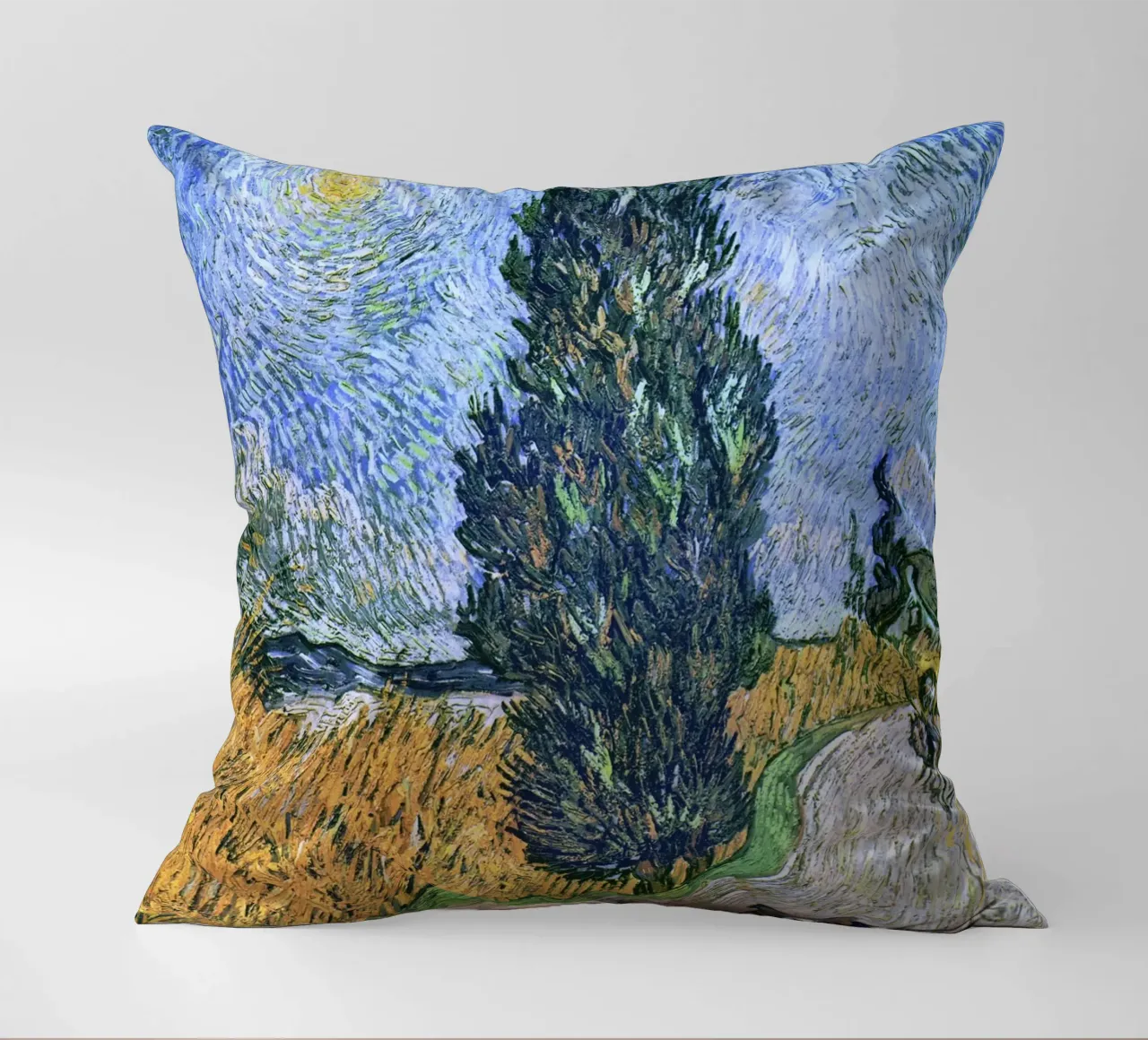 Strada con cipresso e stella di Vincent van Gogh cuscino da Art History