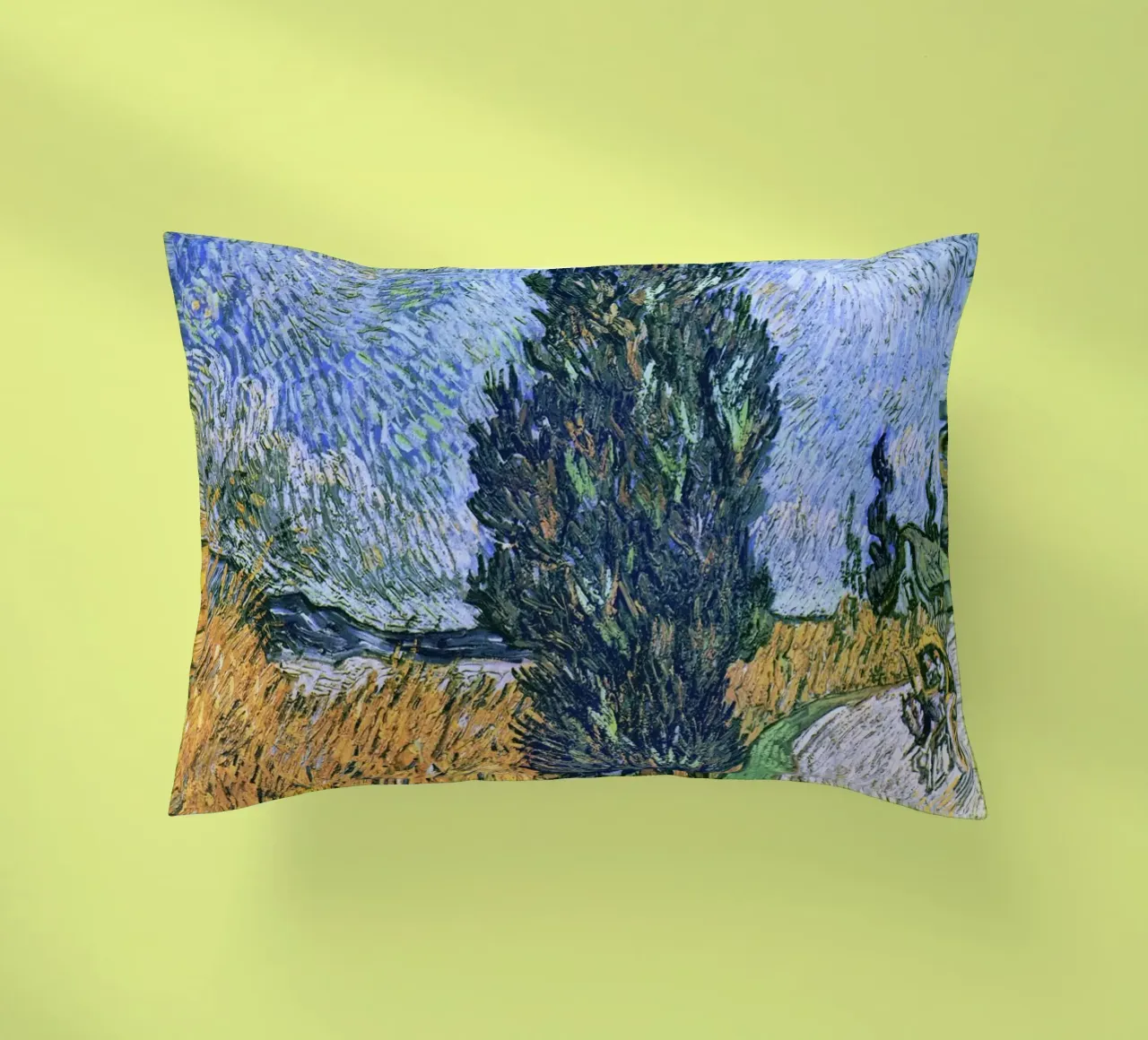 Strada con cipresso e stella di Vincent van Gogh cuscino da Art History