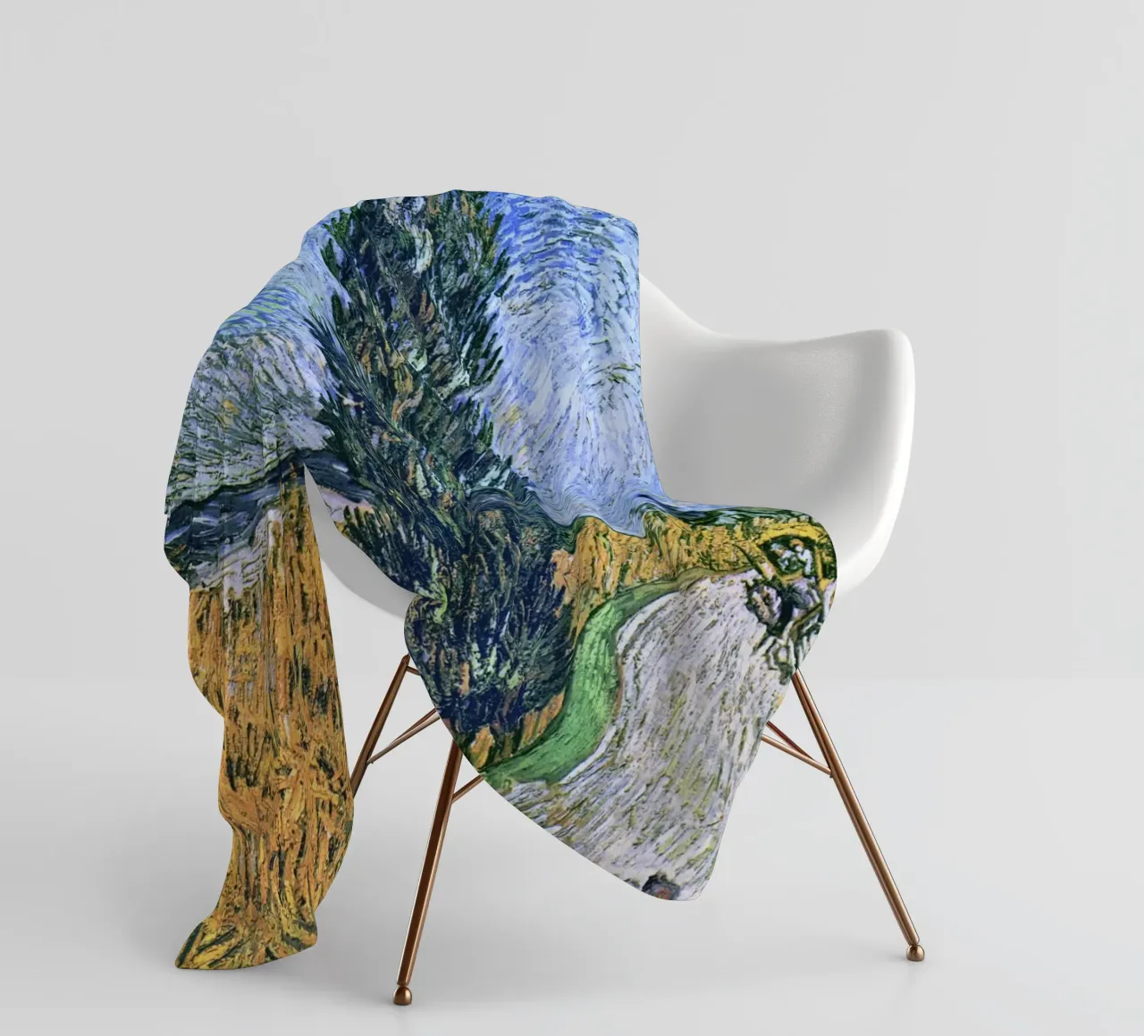 Vincent van Gogh’s Road with Cypress and Star fleece blanket by Art History