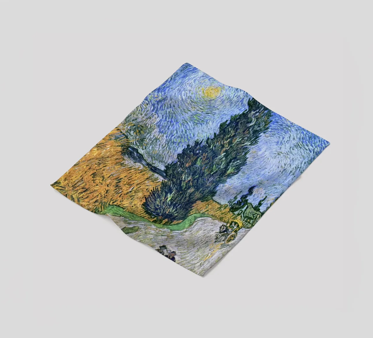 Vincent van Gogh’s Road with Cypress and Star fleece blanket by Art History