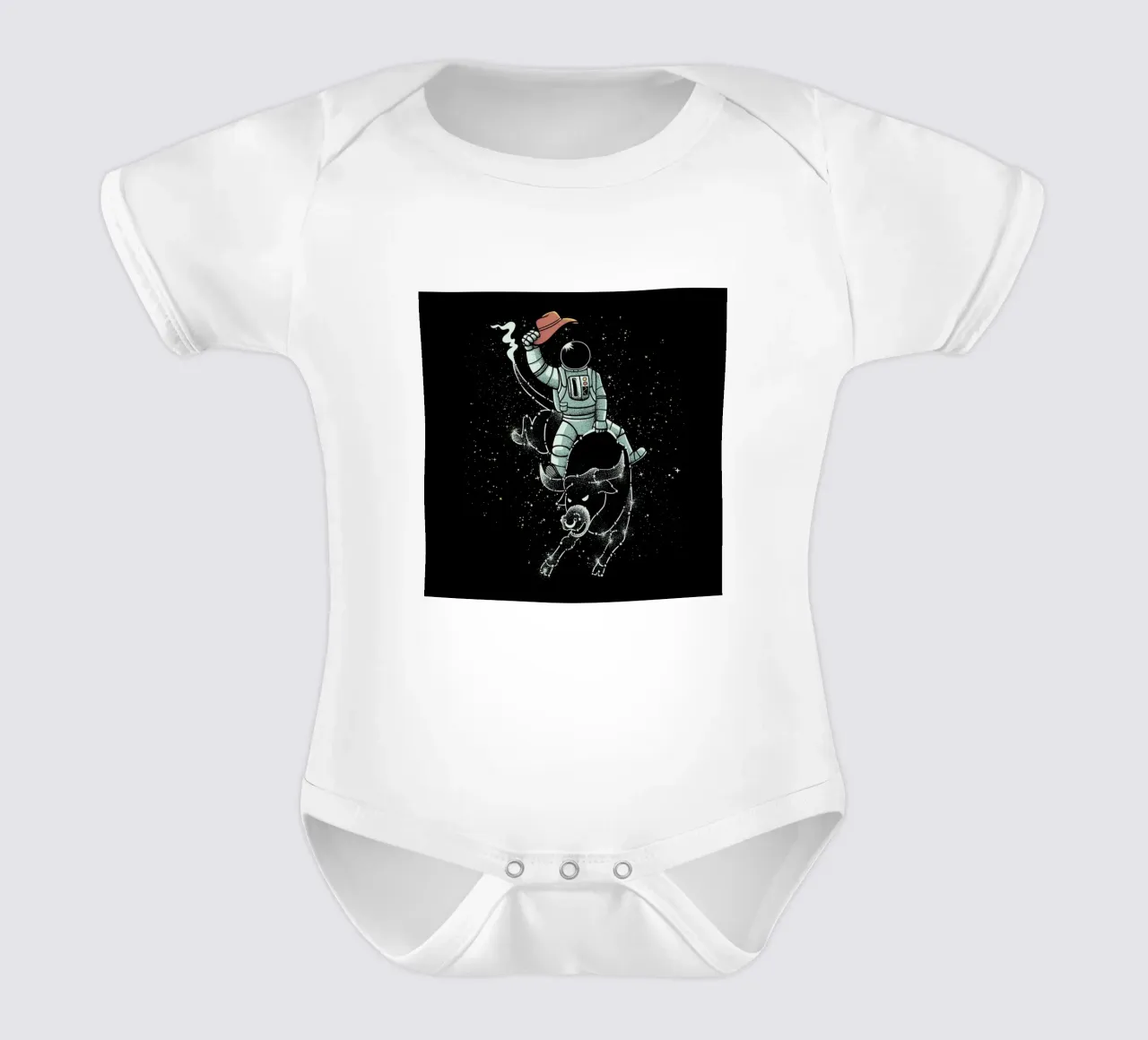 Astronaut Space Cowboy short-sleeve baby romper by Tobe Fonseca