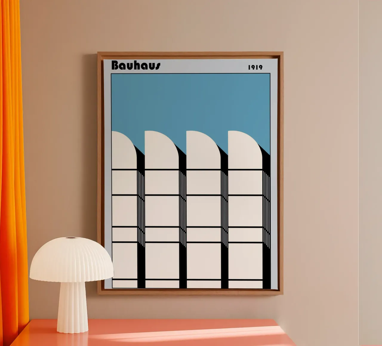 Bauhaus Architecture Poster - Skyline 1919 canvas with Floater frame by Casa Calm