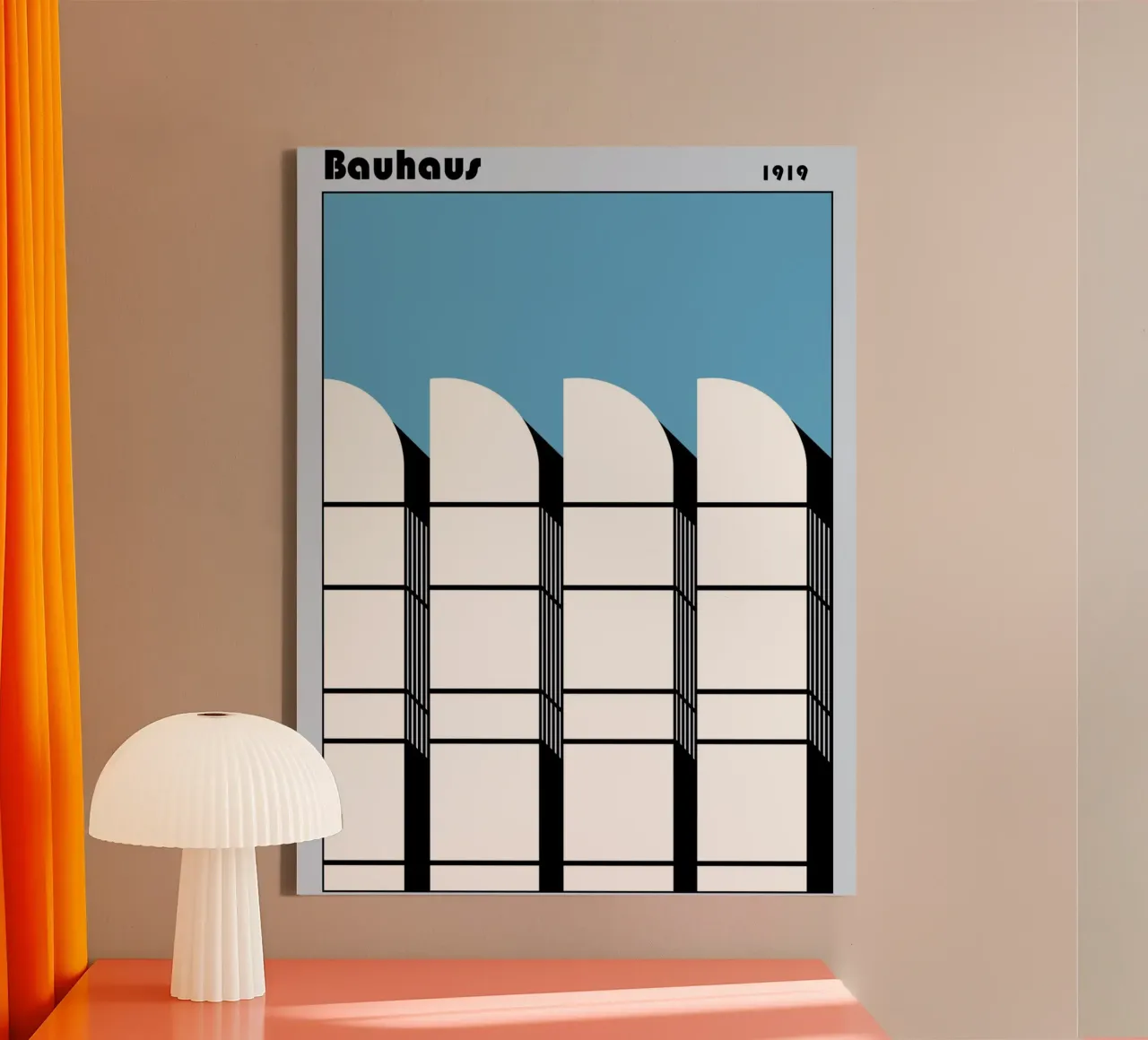 Bauhaus Architecture Poster - Skyline 1919 canvas with Floater frame by Casa Calm