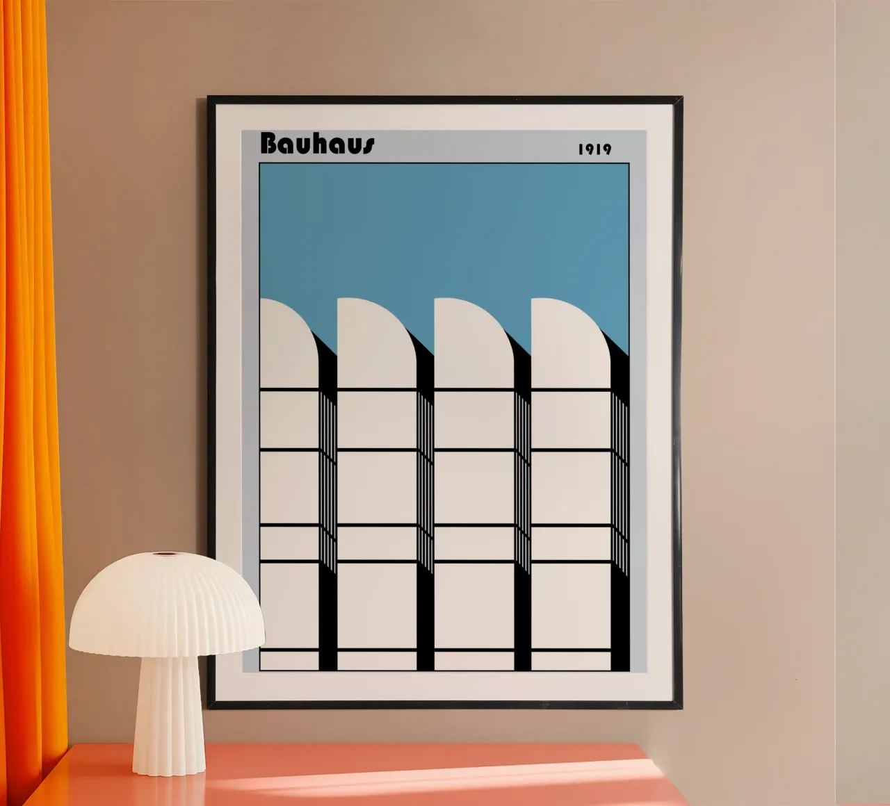 Poster di architettura Bauhaus - Skyline 1919 poster con telaio in plastica da Casa Calm