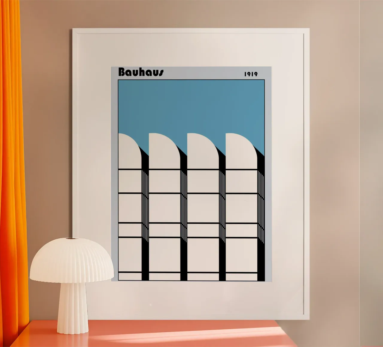 Poster di architettura Bauhaus - Skyline 1919 poster con telaio in plastica da Casa Calm