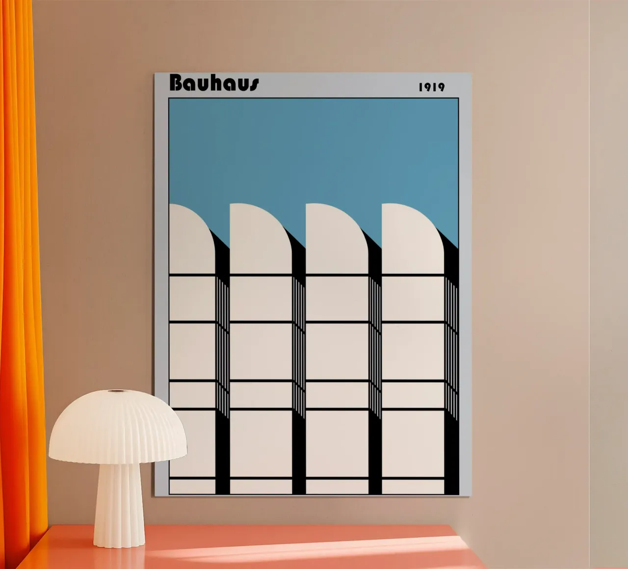 Poster di architettura Bauhaus - Skyline 1919 poster con telaio in plastica da Casa Calm
