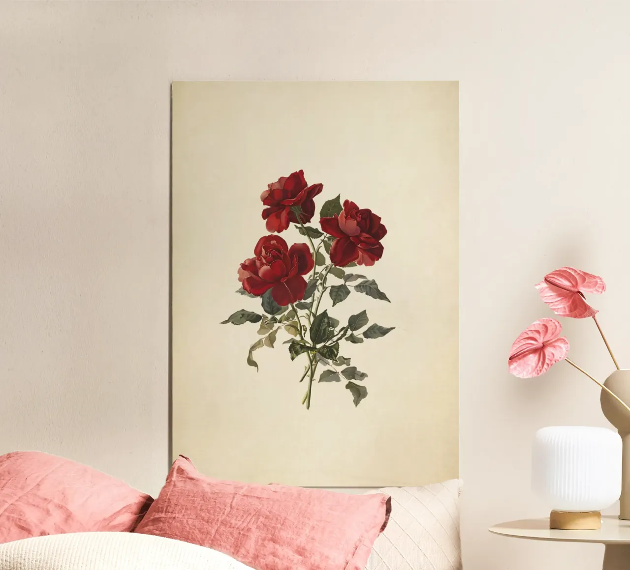 Rose rosse di Grace Barton Allen - Arte botanica floreale d'epoca poster con telaio in legno da ClubArt
