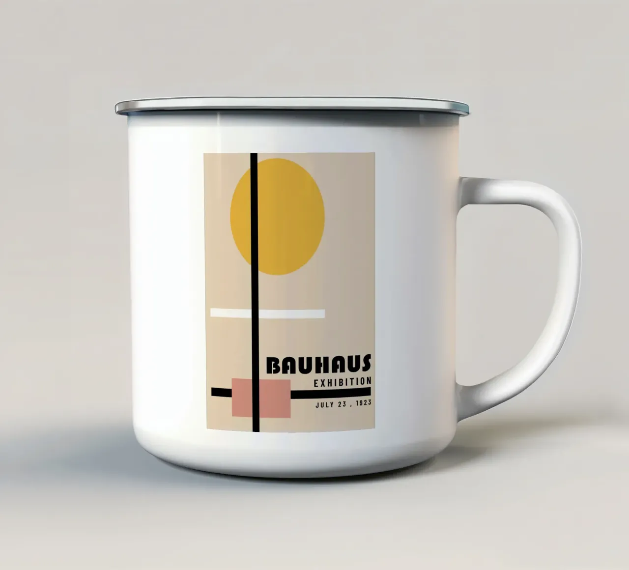 Poster minimalista Bauhaus - sole e linee tazza in smalto da Casa Calm